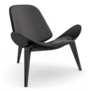 CH07 Shell Chair, Chêne laqué noir, Cuir anthracite
