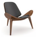 CH07 Shell Chair, Noyer huilé, Cuir anthracite