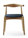 CH20 Elbow Chair, Chêne huilé, Cuir gris bleu