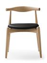 CH20 Elbow Chair, Chêne savonné, Cuir noir
