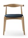 CH20 Elbow Chair, Chêne savonné, Cuir gris bleu