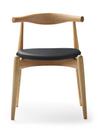 CH20 Elbow Chair, Chêne laqué naturel, Cuir anthracite