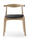 CH20 Elbow Chair, Chêne laqué blanc, Cuir anthracite