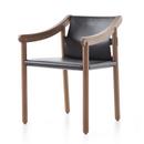 Chaise 905, Noyer Américain, Cuir noir