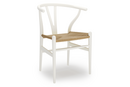 CH24 Wishbone Chair, Hêtre laqué blanc, Paillage naturel