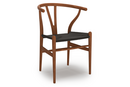 CH24 Wishbone Chair, Noyer laqué naturel, Paillage noir