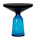 Bell Side Table, Acier bruni noir, laqué clair, Bleu saphir