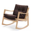 Euvira Rocking Chair Soft, Chêne naturel, Cuir Classic chocolat