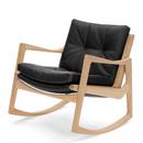 Euvira Rocking Chair Soft, Chêne naturel, Cuir Classic noir