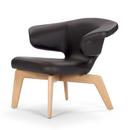 Munich Lounge Chair, Cuir Classic chocolat, Chêne naturel