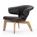 Munich Lounge Chair, Cuir Classic chocolat, Noyer