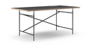 Table Eiermann, Linoleum noir (Forbo 4023) avec bords en chêne, 180 x 90 cm, Noir, Vertical, décalé (Eiermann 2), 135 x 78 cm