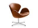 Fauteuil Swan (cygne), 40 cm, Cuir Grace, Walnut