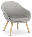 Chaise About A Lounge Chair Low AAL 82, Hallingdal - gris chaud, Chêne laqué, Avec coussin d'assise