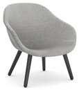 Chaise About A Lounge Chair Low AAL 82, Hallingdal - gris chaud, Chêne laqué noir, Sans coussin d'assise