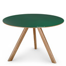 Copenhague Round Table CPH20, Ø 120 x H 74, Chêne laqué, Linoleum vert