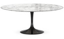 Table basse ronde Saarinen, Grand (H 38/39cm, ø 91 cm), Noir, Marbre Arabescato (blanc avec tons gris)