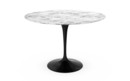 Table à manger ronde Saarinen, 107 cm, Noir, Marbre Arabescato (blanc avec tons gris)