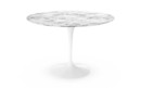 Table à manger ronde Saarinen, 107 cm, Blanc, Marbre Arabescato (blanc avec tons gris)