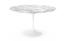 Table à manger ronde Saarinen, 120 cm, Blanc, Marbre Arabescato (blanc avec tons gris)