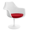 Fauteuil Tulipe Saarinen, Rotatif, Coussin d'assise, Blanc, Bright Red (Tonus 130)