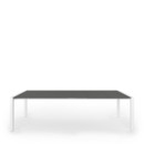 Table extensible Sushi, Stratifié anthracite, L 177-271 x l 100 cm, Aluminium laqué blanc