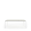 Table extensible Sushi, Stratifié gris sable, L 150-224 x l 90 cm, Aluminium laqué blanc