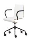 Chaise de bureau Seesaw, Noir avec axe vertical vis, Avec accoudoirs, couleur match avec la piétement, Hêtre naturel / mélaminé blanc