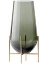 Vase Échasse , Grand (H 60 cm, Ø 30/20 cm), Fumée / Laiton brossé