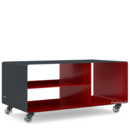 Meuble bas HIFI R 104N, Gris anthracite (RAL 7016) -  Rouge rubis (RAL 3003), Roulettes transparentes