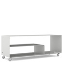 Sideboard R 111N, Monochrome, Blanc aluminium (RAL 9006), Roulettes industrielles