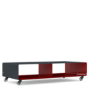 Meuble TV R 200N, Bicolore   , Gris anthracite (RAL 7016) -  Rouge rubis (RAL 3003), Roulettes transparentes