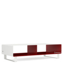 Meuble TV R 200N, Bicolore   , Blanc pur (RAL 9010) - Rouge rubis (RAL 3003), Piétement luge laqué de la même couleur que l'extérieur