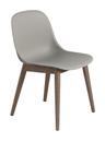 Chaise Fiber Side Wood, Gris / marron foncé