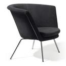 Fauteuil H57, Chromé, Cuir suède, Noir