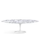 Table ovale Saarinen, L 244 cm x l 137 cm, Blanc, Marbre Arabescato (blanc avec tons gris)