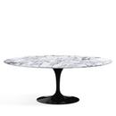 Table ovale Saarinen, L 198 cm x L 121 cm, Noir, Marbre Arabescato (blanc avec tons gris)