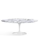 Table ovale Saarinen, L 198 cm x L 121 cm, Blanc, Marbre Arabescato (blanc avec tons gris)