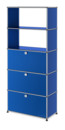 Étagère USM Haller avec portes abattantes et tiroirs, Bleu gentiane RAL 5010