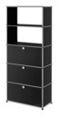 Étagère USM Haller avec portes abattantes et tiroirs, Noir graphite RAL 9011
