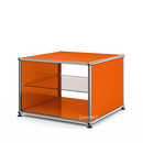 Table d'appoint avec panneaux latéraux USM Haller, 50 cm, Avec tablette intérieure en verre, Orange pur RAL 2004