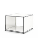 Table d'appoint avec panneaux latéraux USM Haller, 50 cm, Sans tablette intérieure en verre, Blanc pur RAL 9010