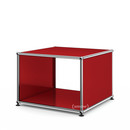 Table d'appoint avec panneaux latéraux USM Haller, 50 cm, Sans tablette intérieure en verre, Rouge rubis USM