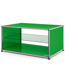Table d'appoint avec panneaux latéraux USM Haller, 75 cm, Avec tablette intérieure en verre, Vert USM