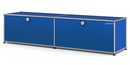Meuble bas Lowboard L USM Haller avec deux portes abattantes, Bleu gentiane RAL 5010