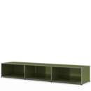 Meuble bas Lowboard XL USM Haller, Édition vert olive, personnalisable, Ouvert, 50 cm
