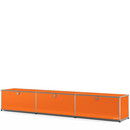 Meuble bas Lowboard XL USM Haller, personnalisable, Orange pur RAL 2004, Avec 3 portes abattantes, 35 cm