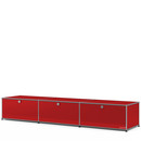 Meuble bas Lowboard XL USM Haller, personnalisable, Rouge rubis USM, Avec 3 portes abattantes, 50 cm