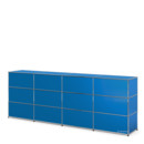 Comptoir d’accueil USM Haller version 1, Bleu gentiane RAL 5010, 300 cm (4 éléments), 50 cm