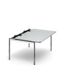 Table USM Haller Advanced, 150 x 100 cm, 02-Stratifié gris perle, Plateau coulissant à gauche